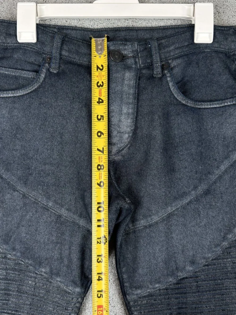 True Religion Rocco Moto Relaxed Skinny Men's W30 Dark Wash Zip Pockets T2534